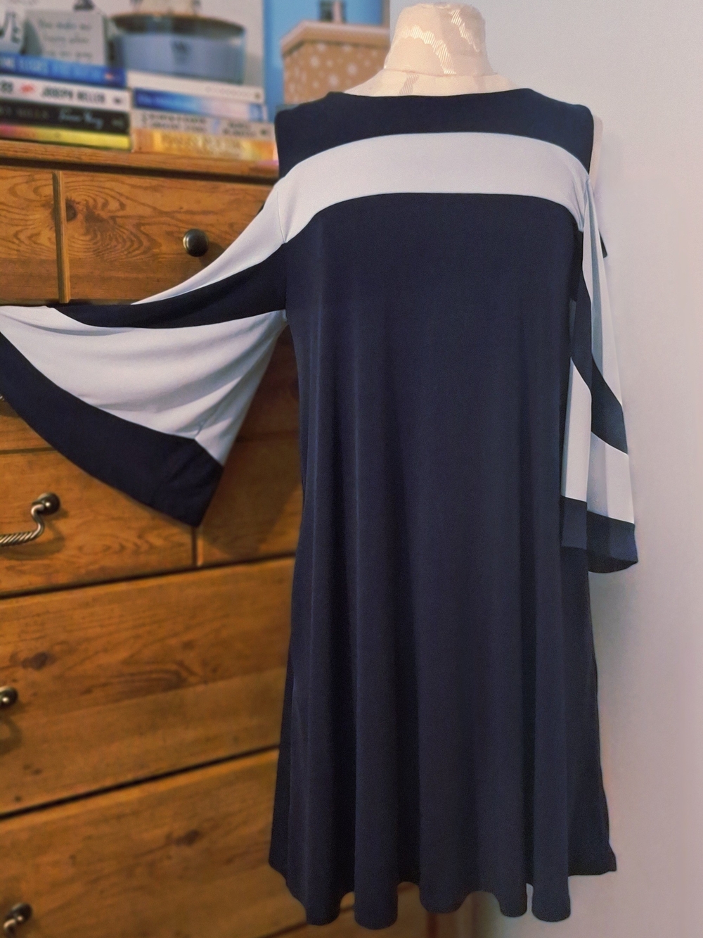 Striped Bell Sleeve Swing Dress